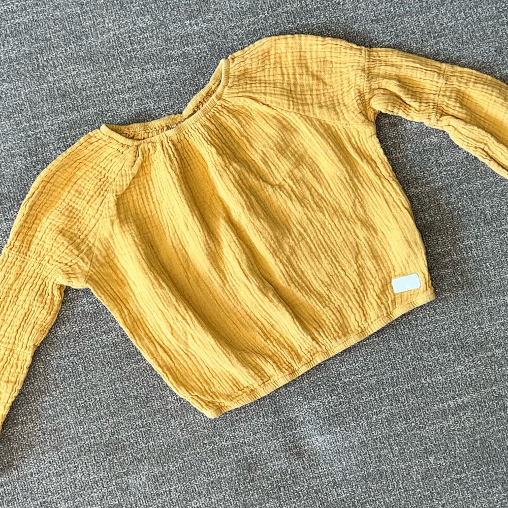 7 For All Mankind Kids Yellow Muslin Long Sleeve Tee